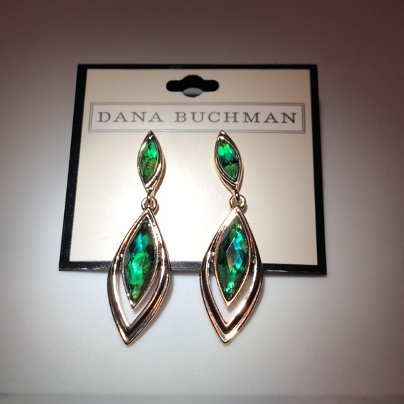 Dana Buchman Jewelry - Dana Buchman Green Simulated Abalone Drop Earrings